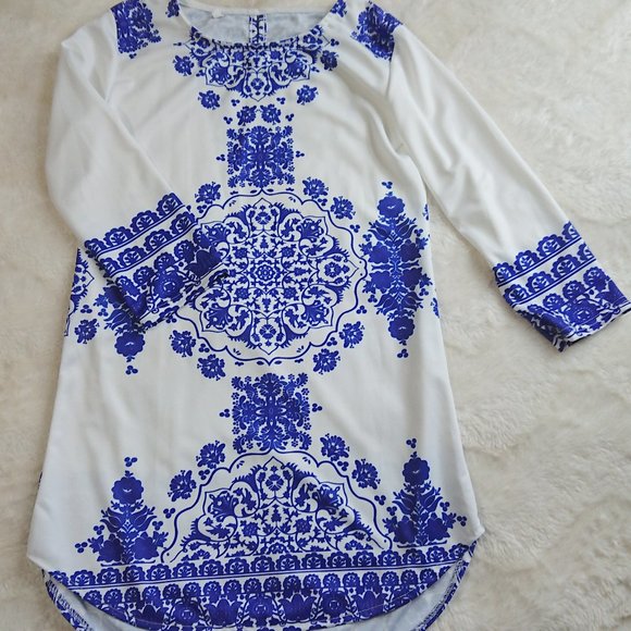 PRINTED EMBELLISHED SHIRT DRESS, New without tags - Picture 1 of 4